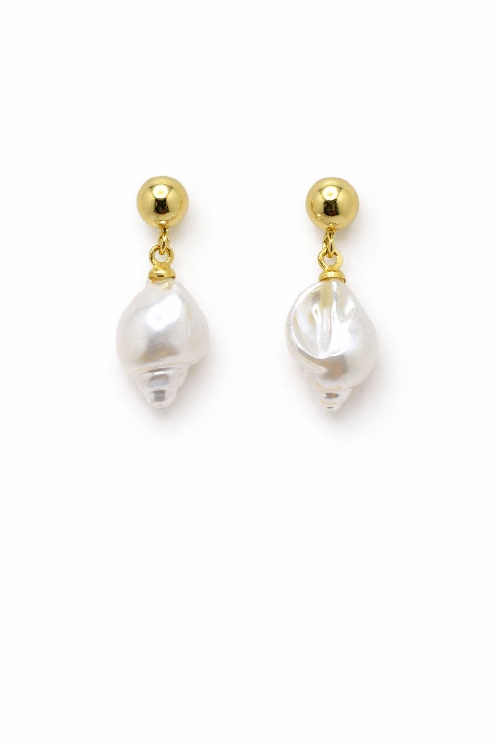 18K Gold Plated Necklace & Earrings Set Faux Pearl Shell Pendant CZ Jewelry2