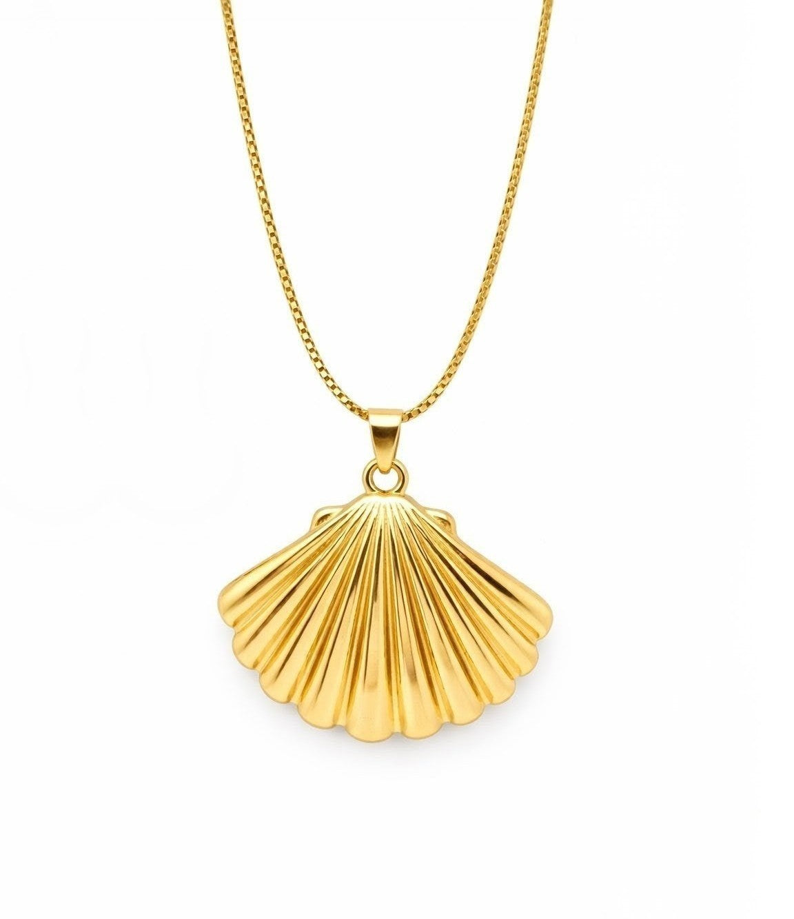 18K Gold Plated Shell Earrings & Chunky Necklace Coastal Beach Jewelry Set 2