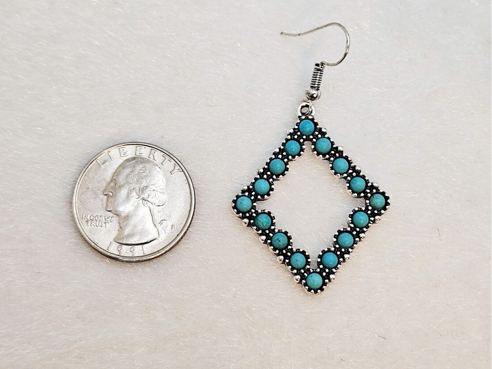 Silver Plated Drop Turquoise Earrings Statement Bohemian Jewelry for Women1