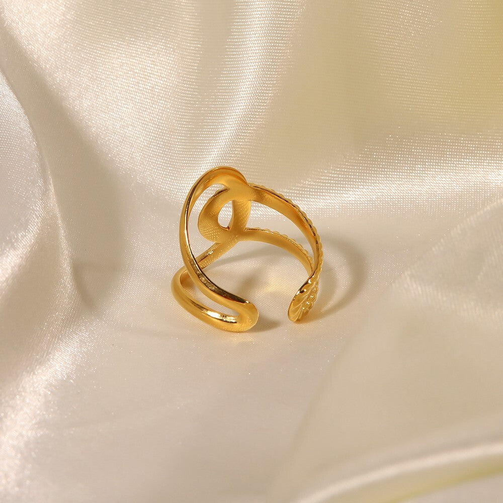 18K Gold Plated Stainless Steel Adjustable Twist Ring For Women1