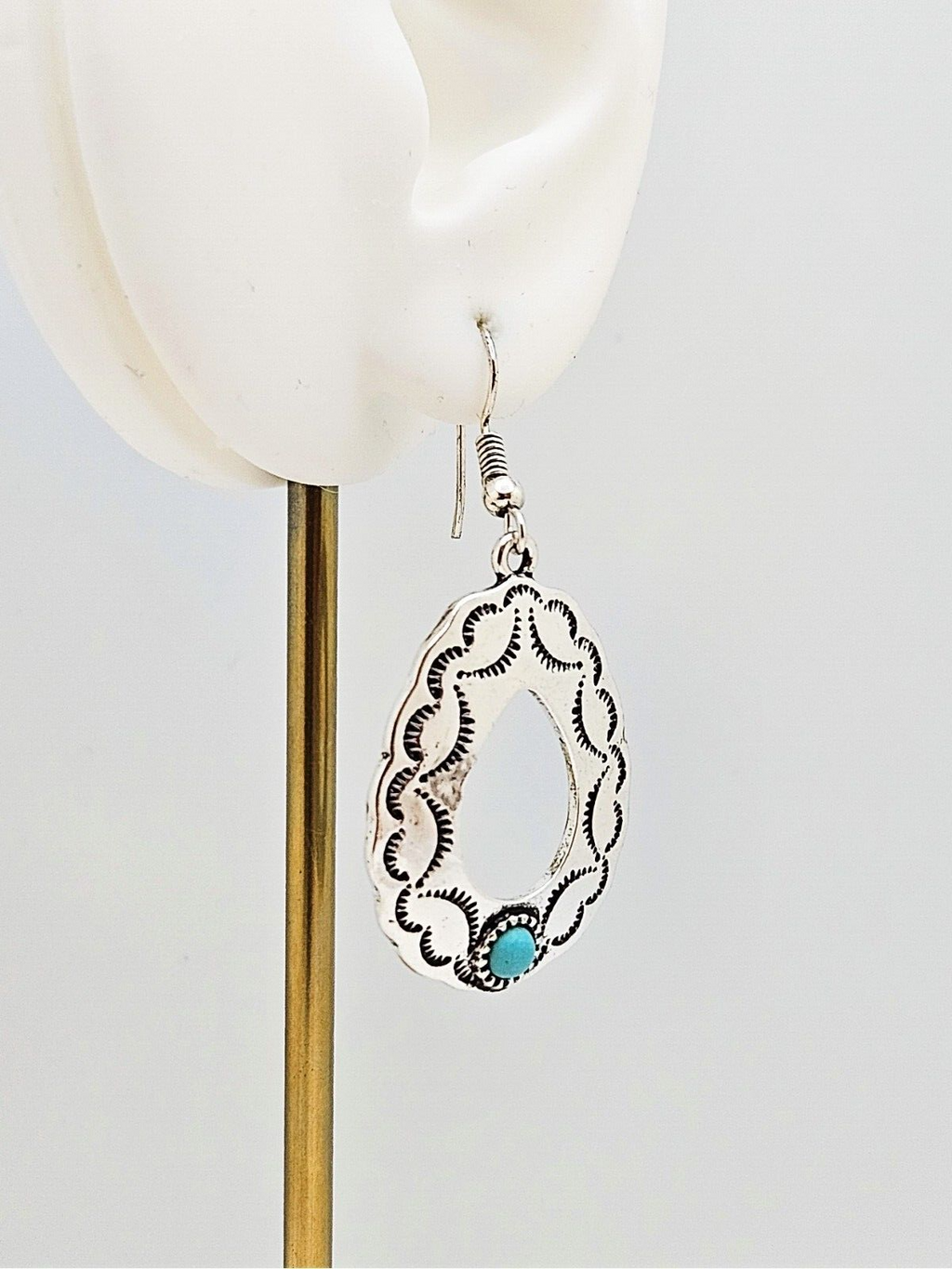 Silver Plated Boho Chic Drop Earrings, Turquoise Statement Earrings for Women4