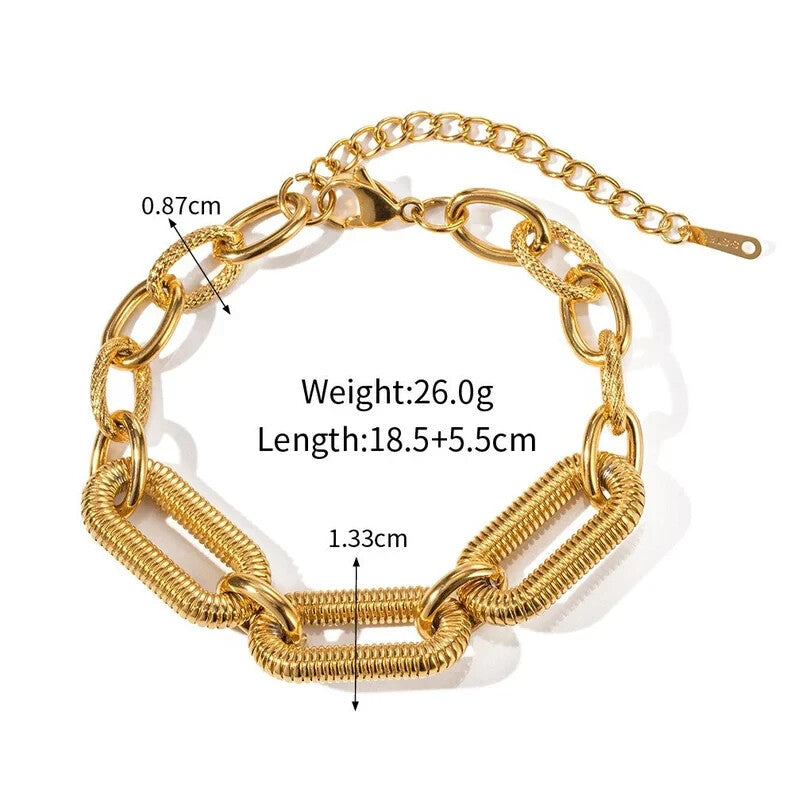 18K Gold Plated Stainless Steel Paper Clip Bracelet Chunky Chain for Women4