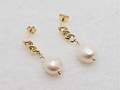 14K Gold Plated Freshwater Pearls Stud Drop Earrings with Cuban Link0