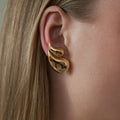18K Gold Plated Stainless Steel Double Teardrop Exaggerated Style Stud Earrings0