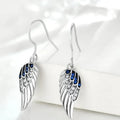 925 Sterling Silver Blue Gem Angel Wings Drop Earrings0
