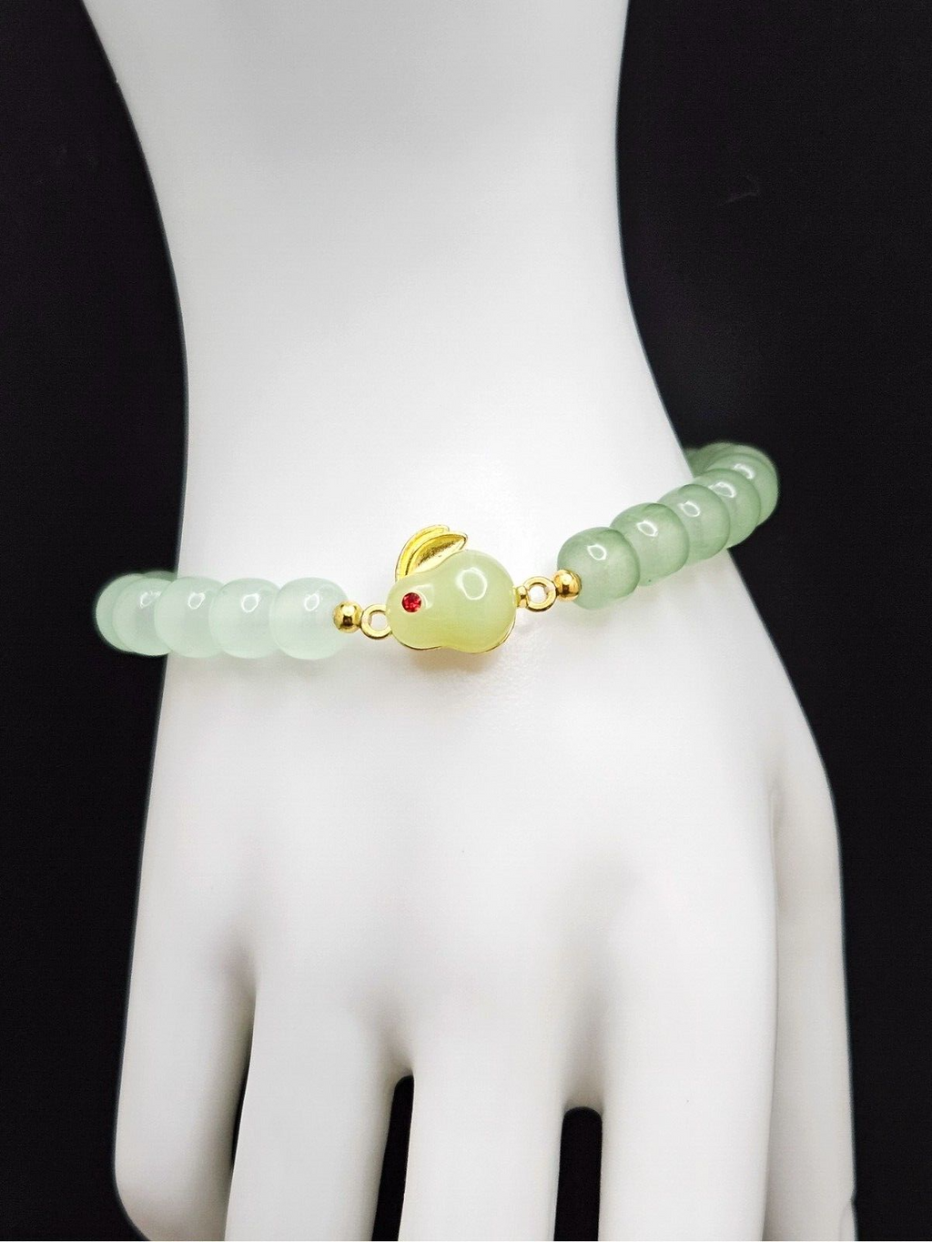 Adjustable Stone Beaded Bracelet, Rabbit Pendant Charms, Healing Energy Jewelry3