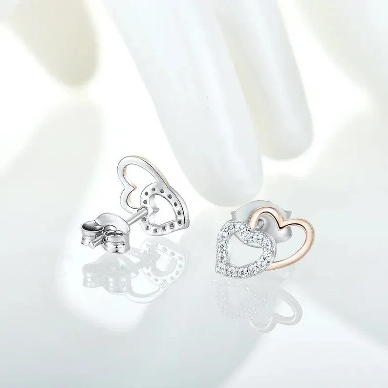 18k Rose Gold Plated Sterling Silver Cubic Zirconia Stud Earrings6