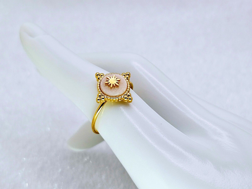 18K Gold Plated Stainless Steel Inlaid Starlight, Adjustable Open Ring2