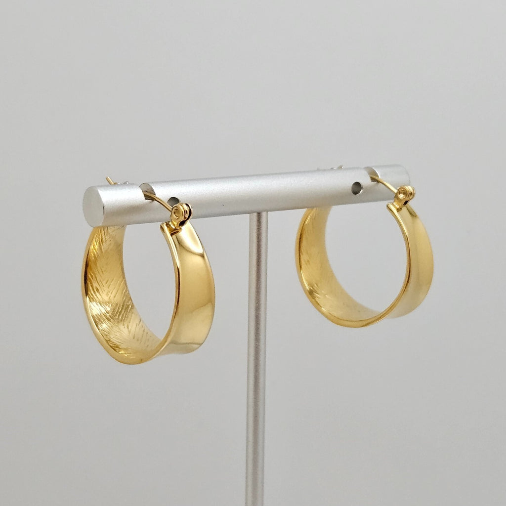 18K Gold Plated Stainless Steel Hoop Earrings Wide Polished Hypoallergenic1