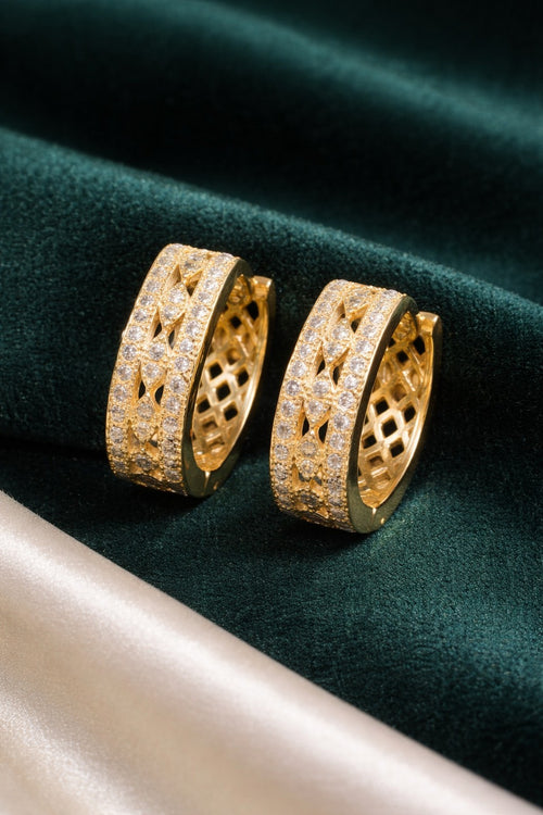 18K Gold Hoop U Shaped Earrings Cubic Zirconia1