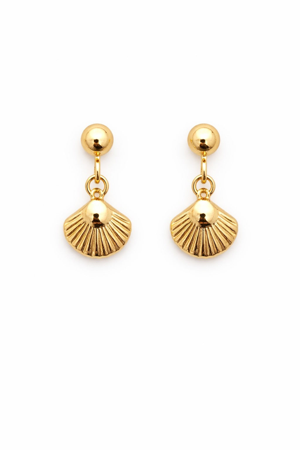 18K Gold Plated Shell Earrings & Chunky Necklace Coastal Beach Jewelry Set 1