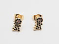 18K Gold with Black Cubic Zirconia Dinosaur Stud Earrings for All Ages0