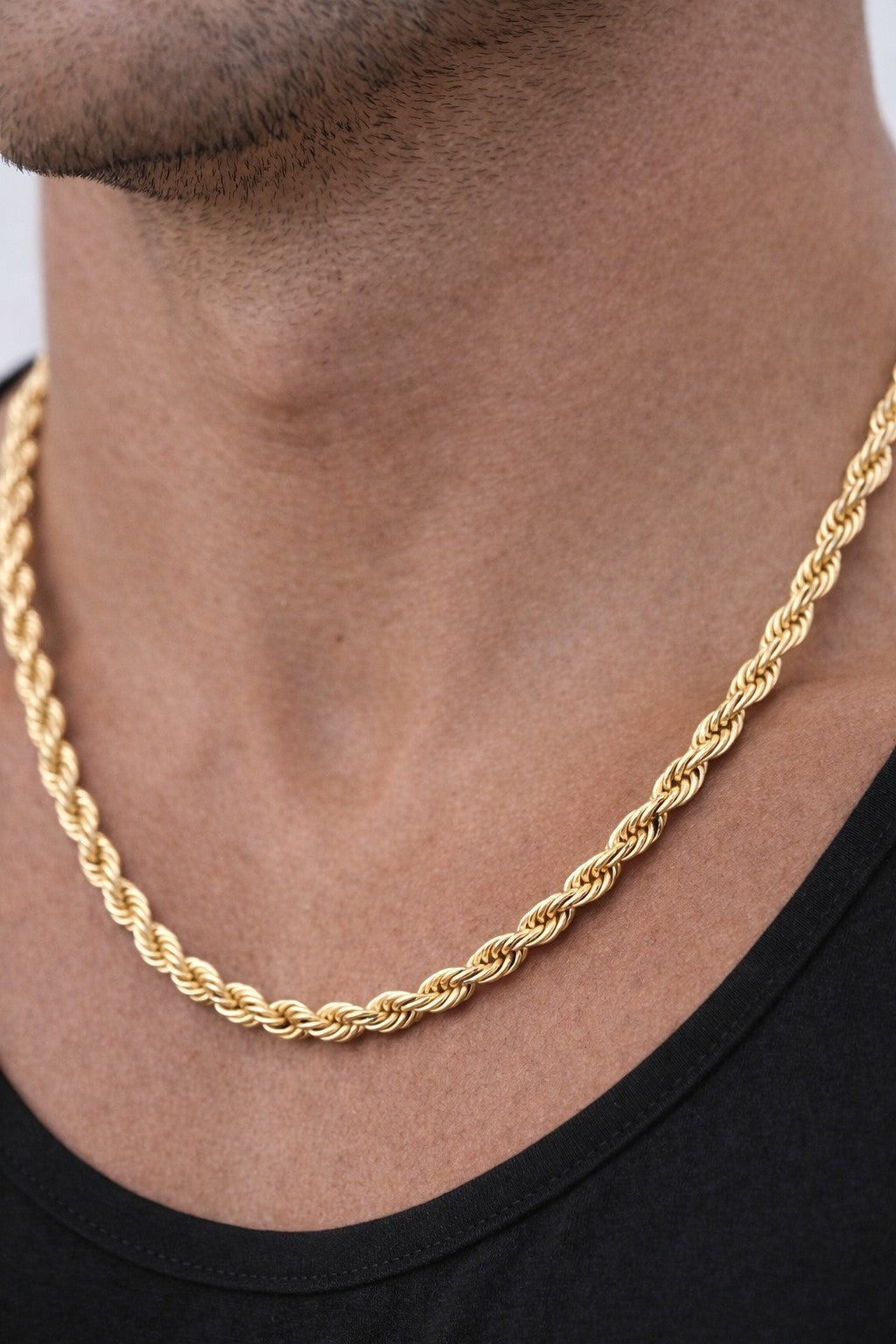 18K Gold Plated Twisted Rope Chain Necklace for men 24"2