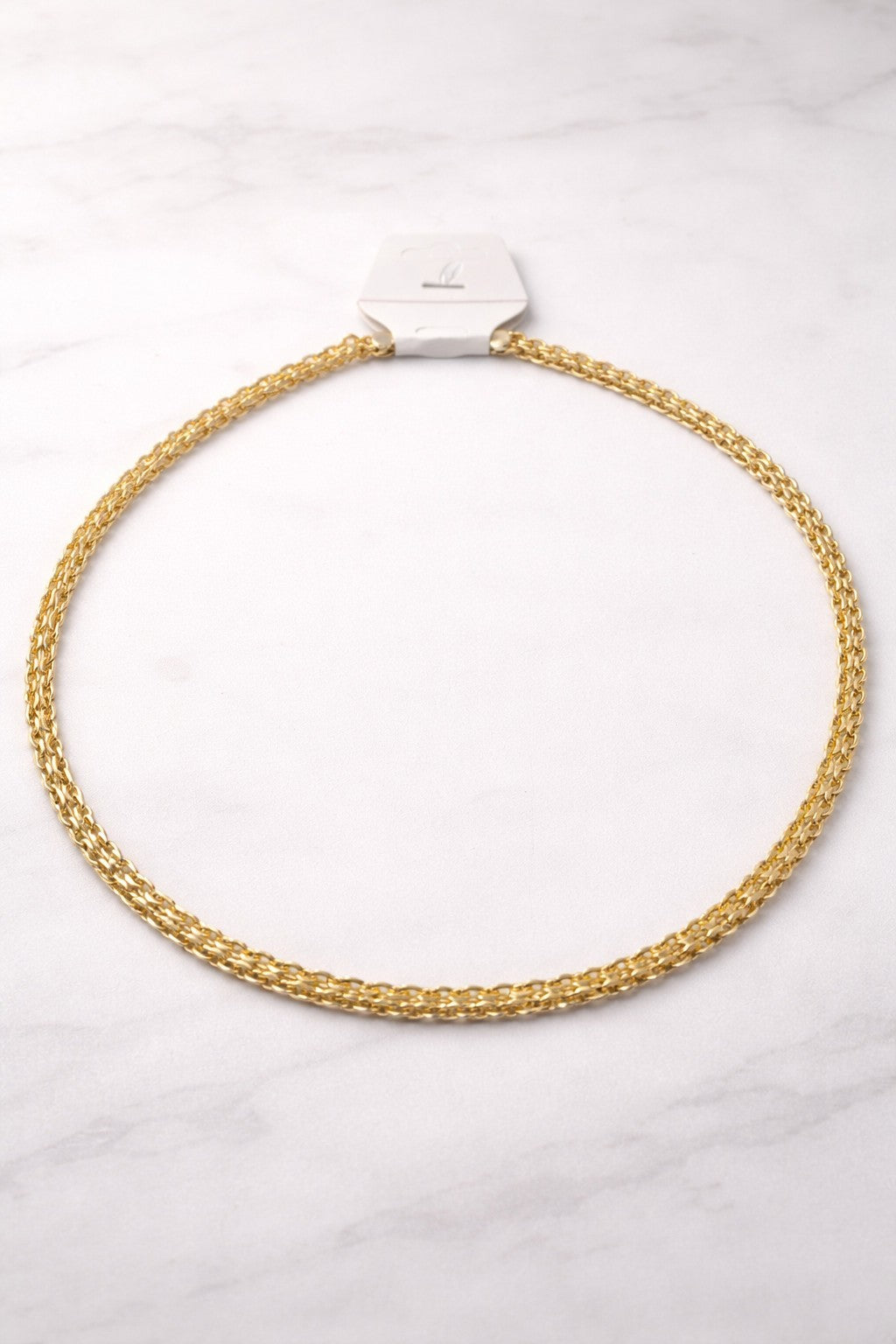 Men’s 18K Gold Plated Dual Link Twist Chain Necklace — 5mm × 50cm2