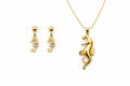 18K Gold Plated Seahorse CZ Necklace & Earrings Set Ocean Jewelry Gift for Her0