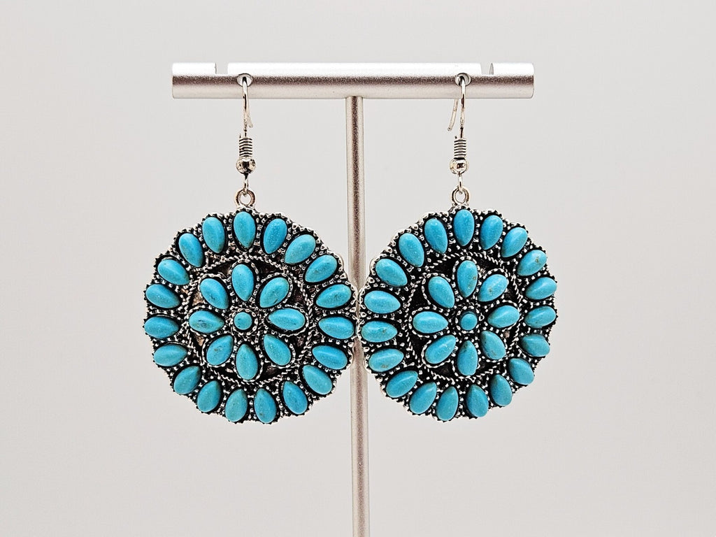 Silver Plated Turquoise Teardrop Earrings, Unique Bohemian Jewelry for Women0