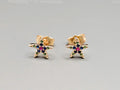 Starfish Stud Earrings, 18K Gold Plated Brass Studs, Multi-Color Stud Earrings0