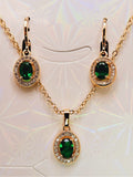 Necklace and Earring set 3 piece 18K Gold with Green and White Cubic Zirconias0