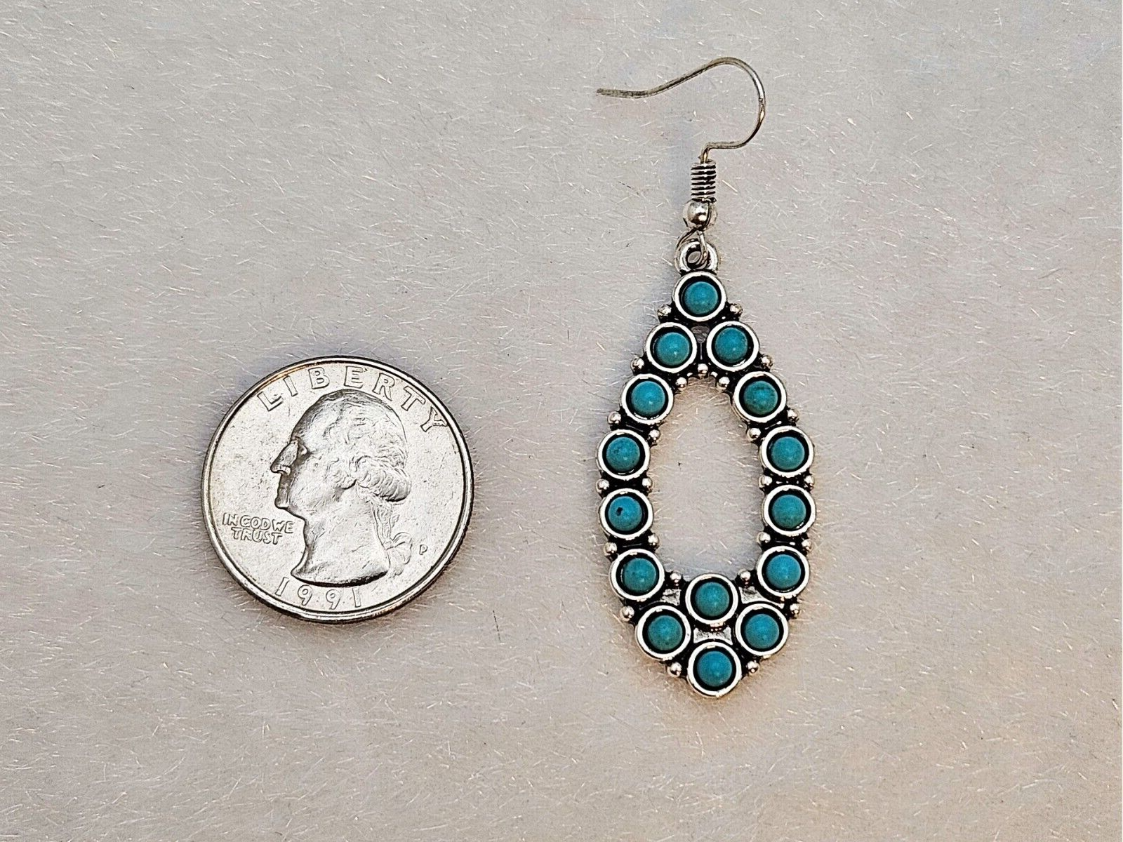 Silver Plated Turquoise Drop Dangle Earrings, Cute Boho Jewelry for Women3