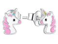 925 Sterling Silver Cute Enamel Unicorn Stud Earrings0