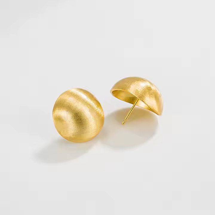 14K Gold Plated Frosted Ball Round Disc Stud Earrings for Women3
