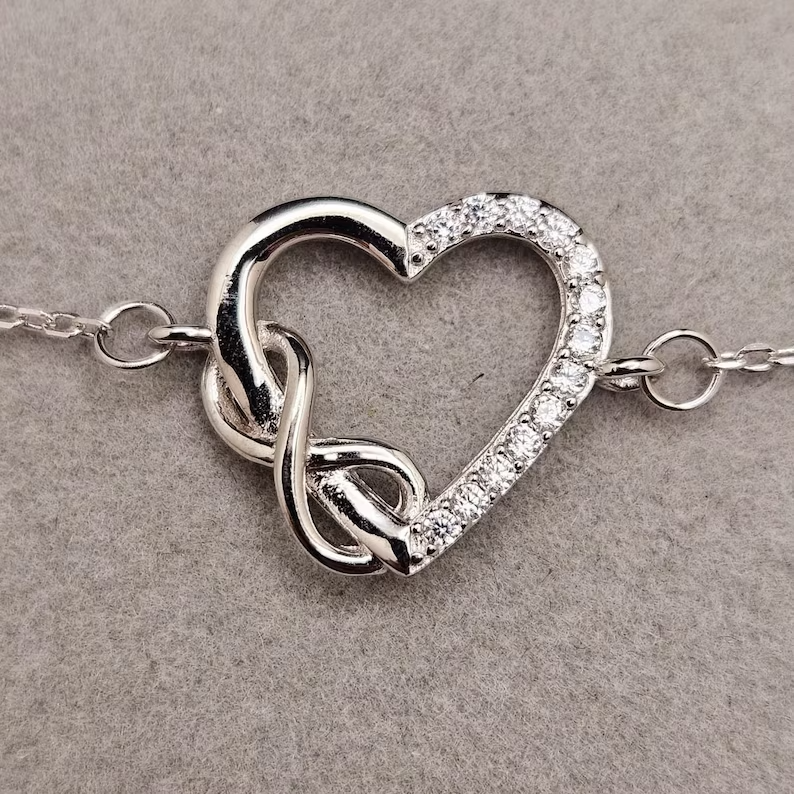 925 Sterling Silver Bracelet with Cubic Zirconia Infinity Heart Design0