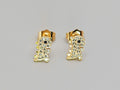18K Gold with White Clear Cubic Zirconia Dinosaur Stud Earrings  for All Ages0