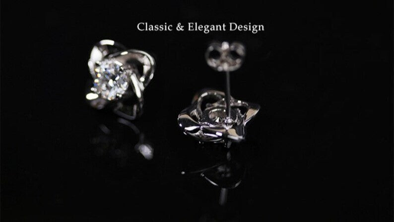 18k Gold Plating Sterling Silver Moissanite Knot Stud Earrings3