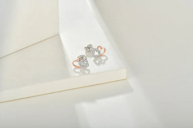 18k Rose Gold Plated Sterling Silver Cubic Zirconia Stud Earrings4