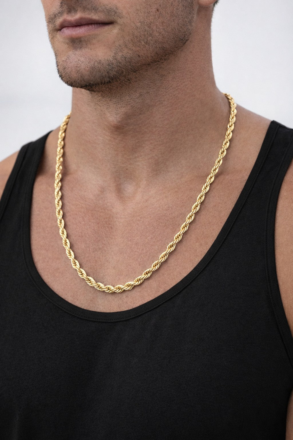 18K Gold Plated Twisted Rope Chain Necklace for men 24"0