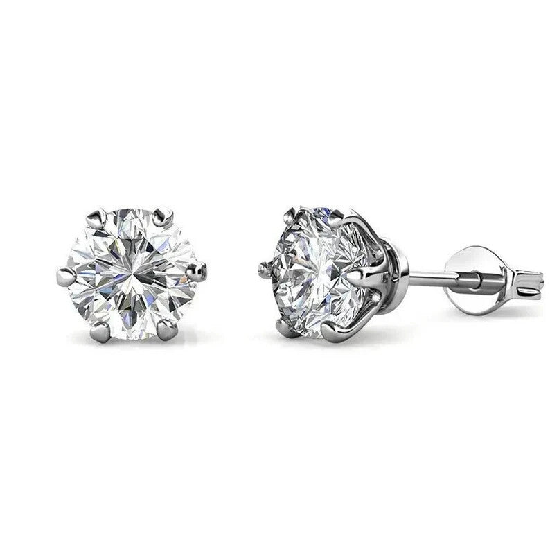 18k Gold Plated Sterling Silver Moissanite Solitaire Stud Earrings0