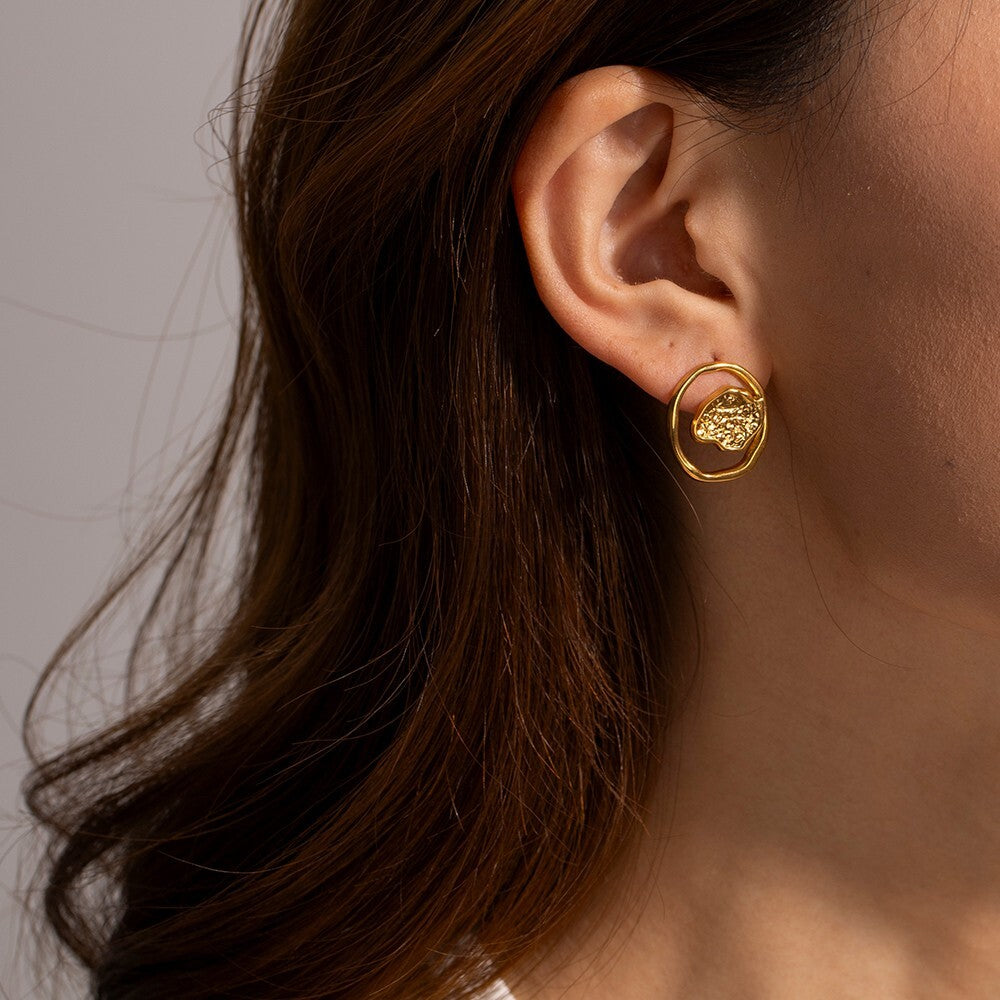 18k Gold Plated Stainless Steel Lava Earrings for Women, Unique Style Studs5