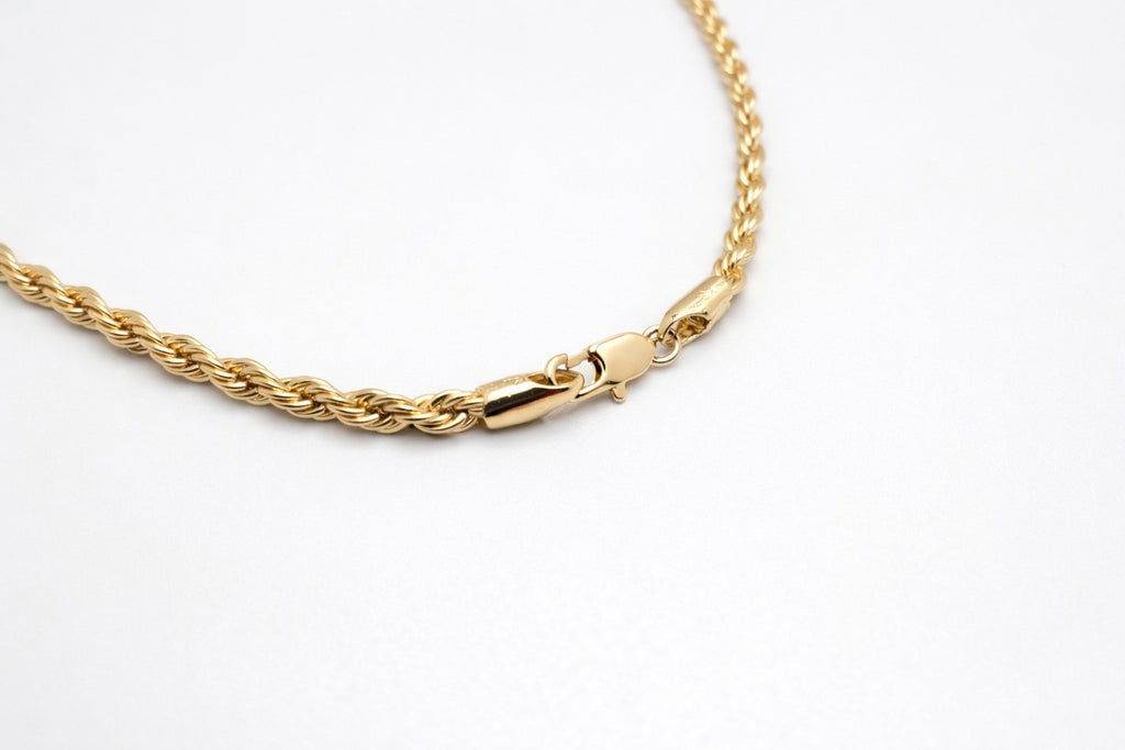 Men’s 18K Gold Plated Rope Chain Necklace 4mm 70cm Long Twisted Link Chain Gift3