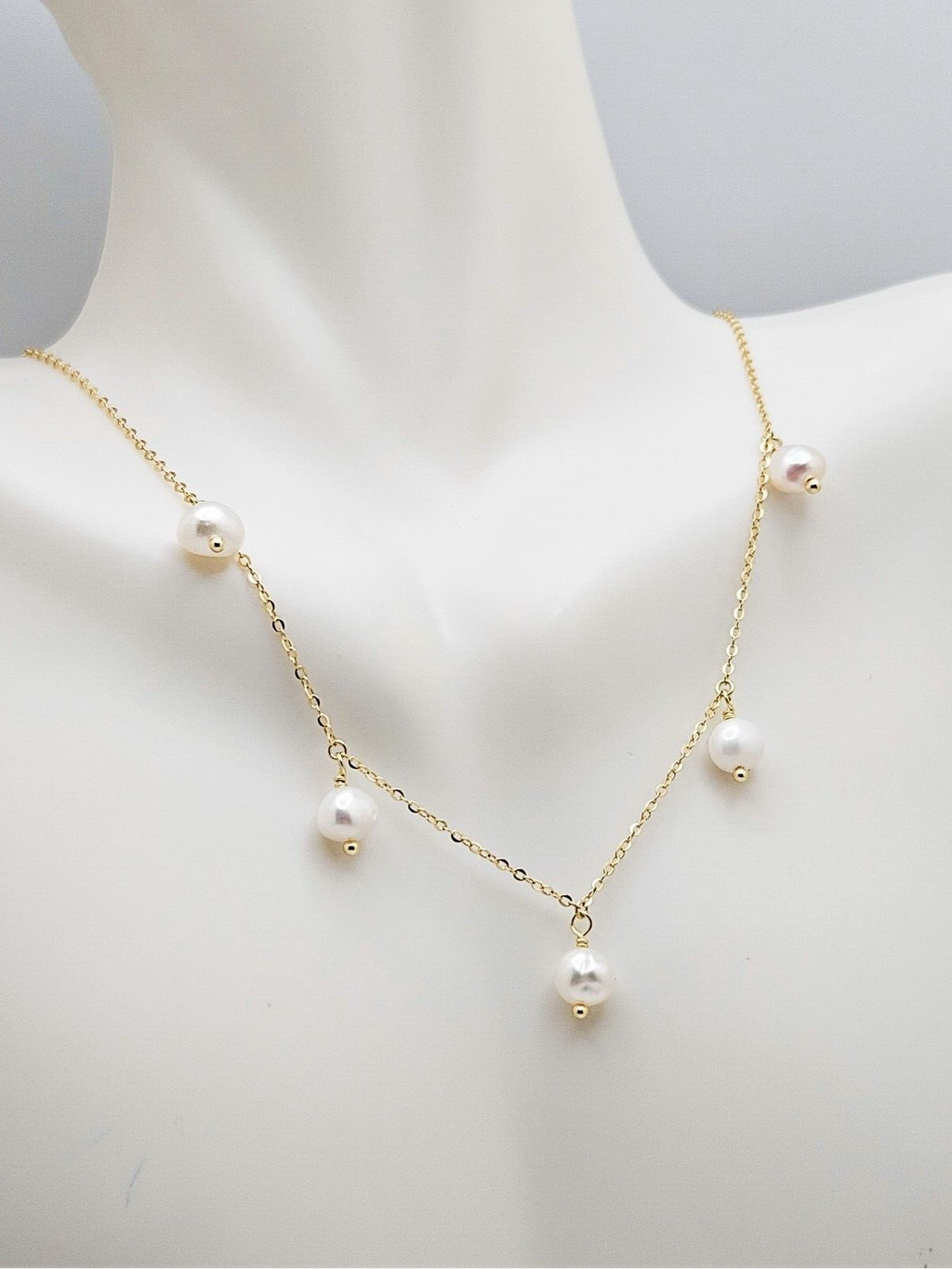 14K Gold Plated Freshwater Baroque Pearl Necklace, 925 Sterling Silver Chain3