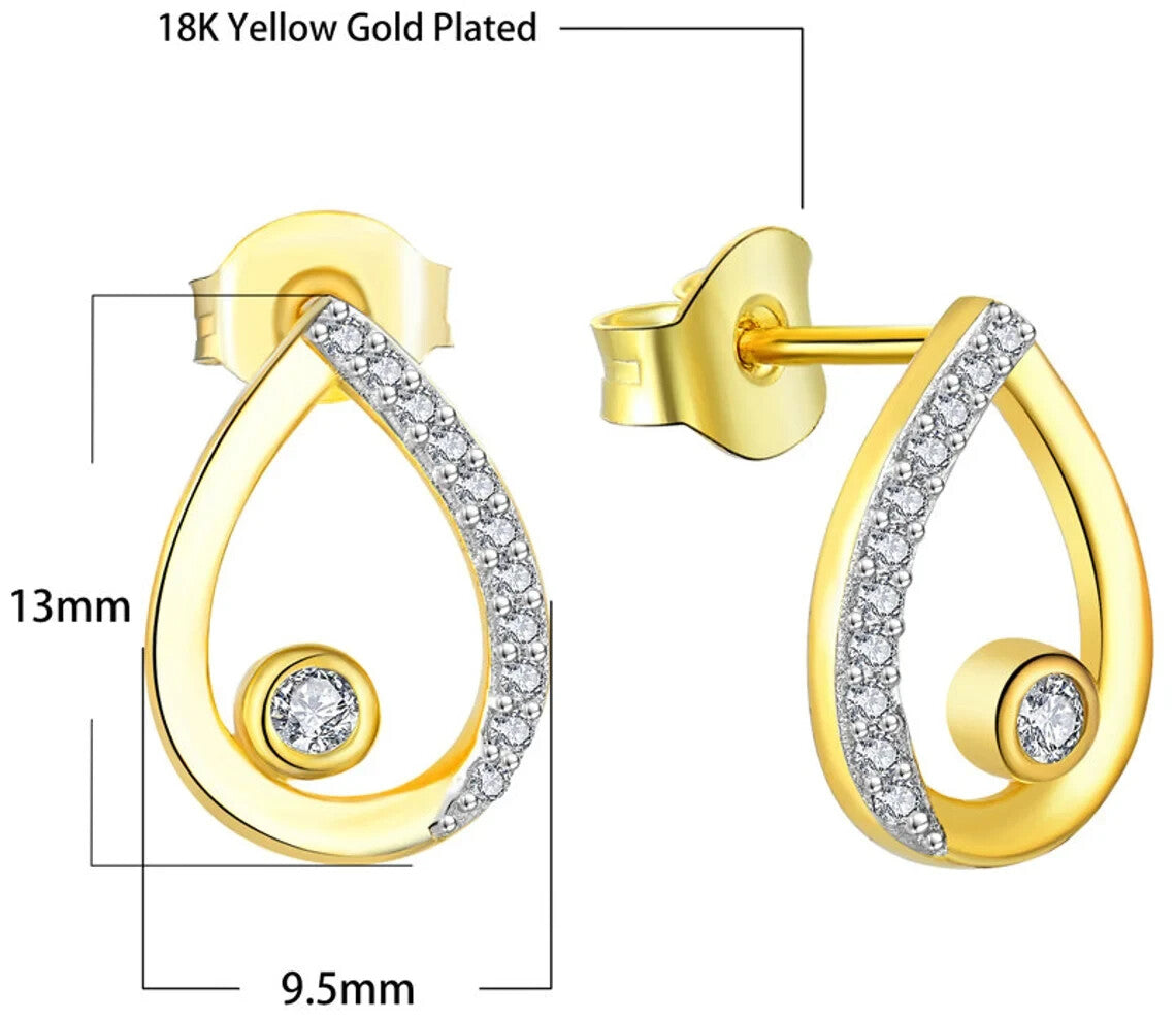 18K Gold Plated Design Tear Drop Stud Earrings for Women4