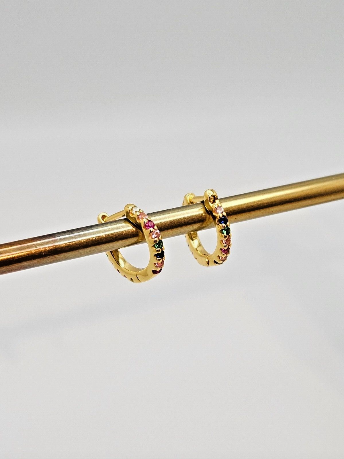 18k Gold Plated Cubic Zirconia Multicolor Huggie Hoop Earrings for Girls & Women1