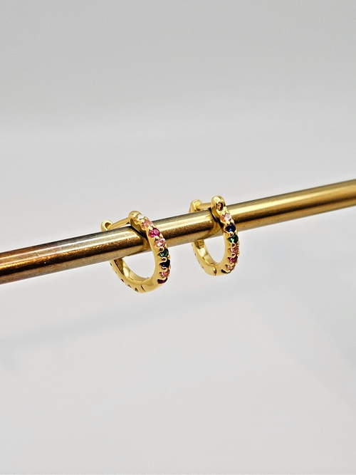 18k Gold Plated Cubic Zirconia Multicolor Huggie Hoop Earrings for Girls & Women1