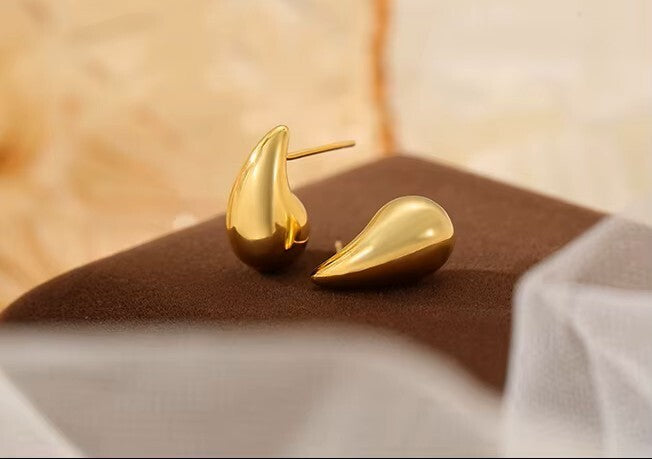 18K Gold Plated Dainty Teardrop Style Stud Earrings for Women0