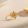 18K Gold Plated Stainless Steel Inlaid Starlight, Adjustable Open Ring0