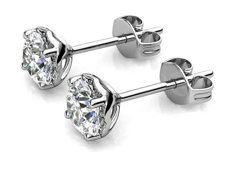 18k Gold Plated Sterling Silver Moissanite Round Stud Earrings8