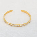 18K Gold Plated Cuff Bangle with Cubic Zirconia Accent, Stainless Steel Bracelet0