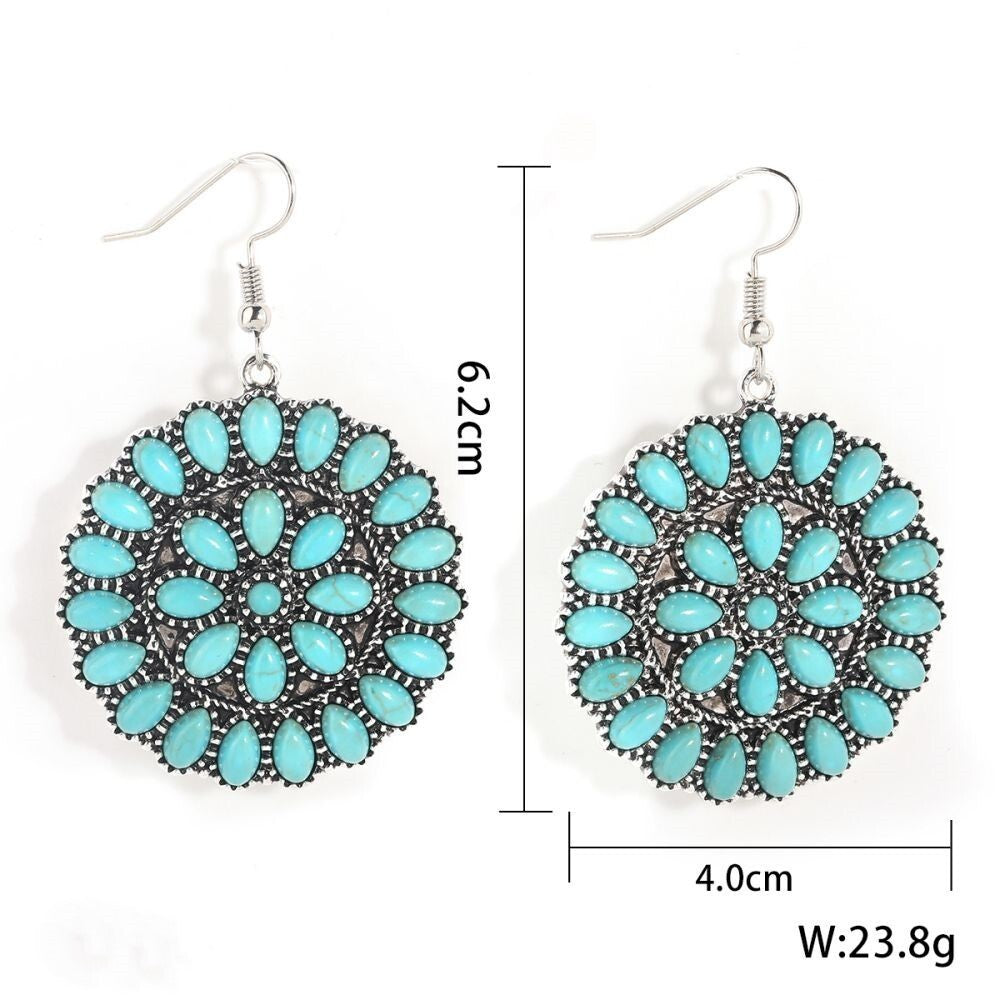 Silver Plated Turquoise Teardrop Earrings, Unique Bohemian Jewelry for Women5