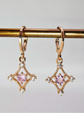 Huggie Drop Earrings 18K Gold with Pink Cubic Zirconia0