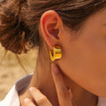 18K Gold Plated Chunky C-Shaped Hoop Earrings. Modern Style Jewelry for Women0