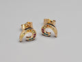 Modern Design 18K Gold Plated Brass Cubic Zirconia Multi-Color Stud Earrings0