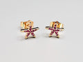 Starfish Stud Earrings, 18K Gold Plated Brass Studs, Garnet Stud Earrings0