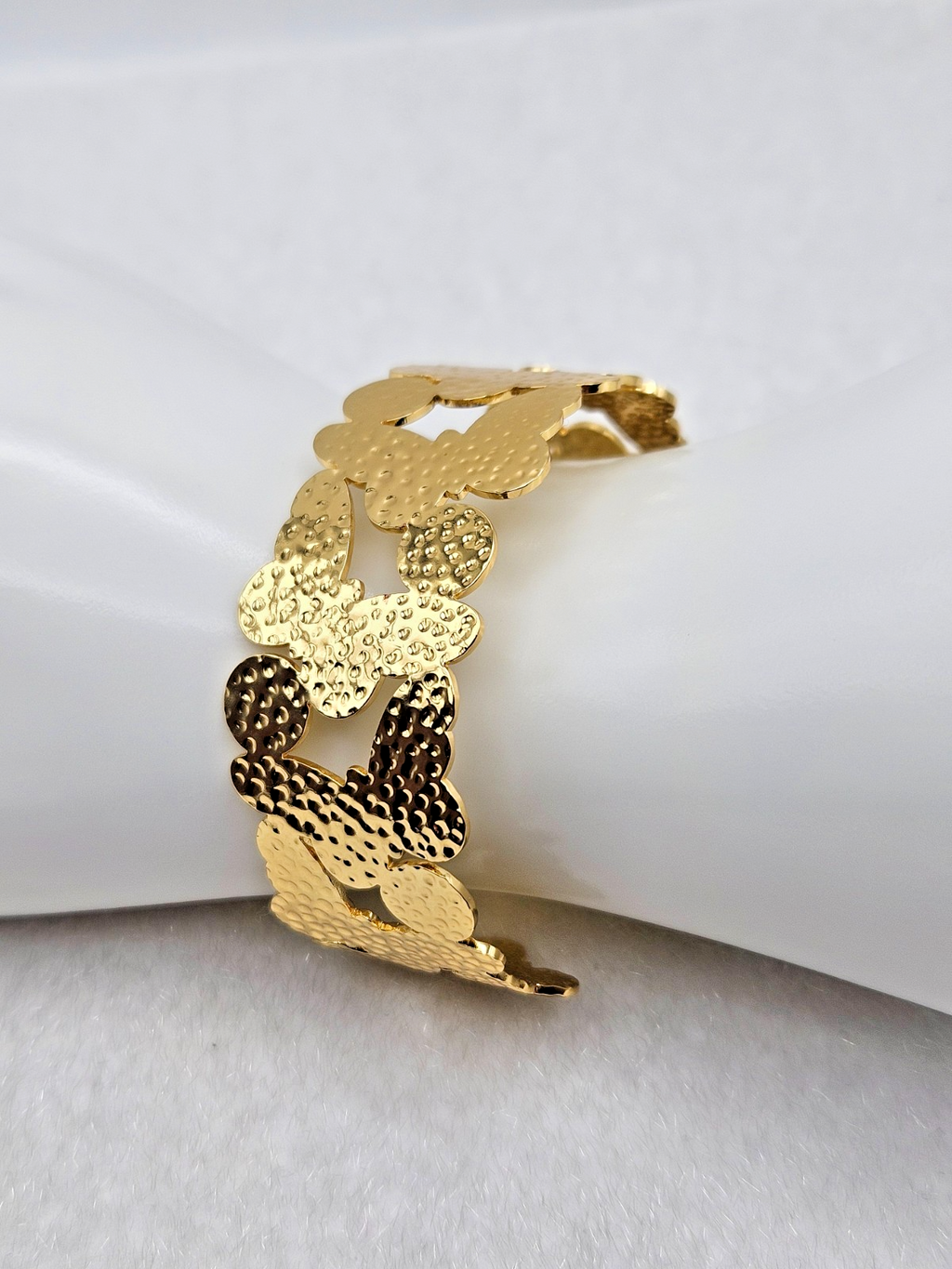 18K Gold Plated Stainless Steel Butterfly Bracelet - Women’s Open Cuff Bangle0