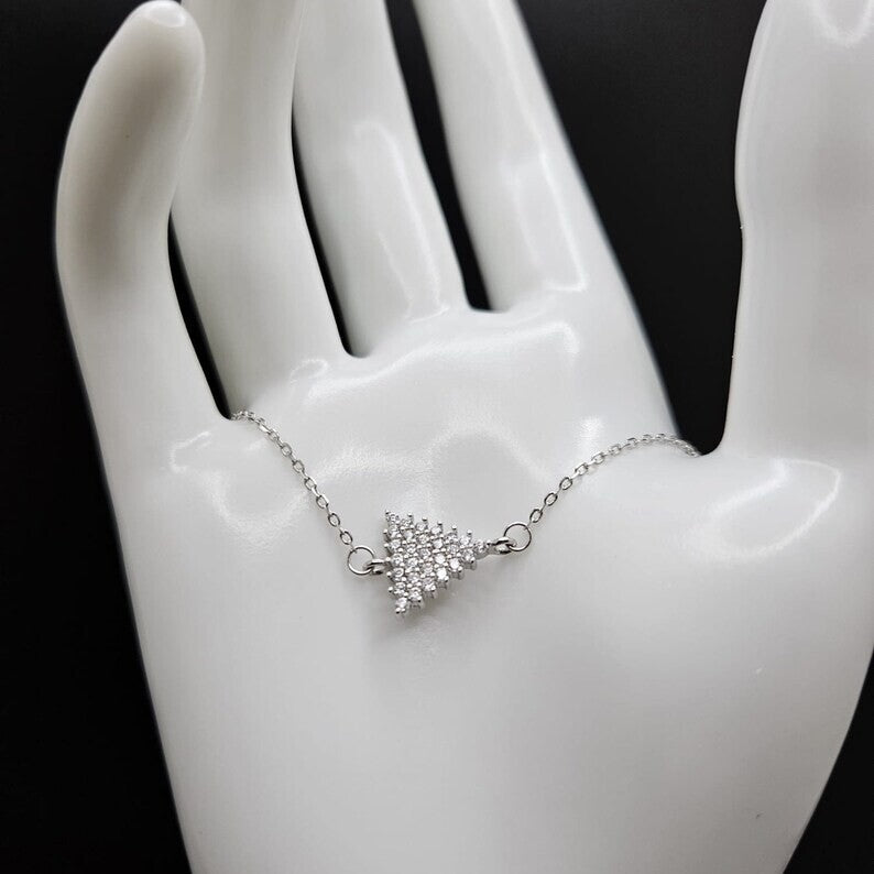 925 Sterling Silver Bracelet Cubic Zirconia Pave Triangle Design2