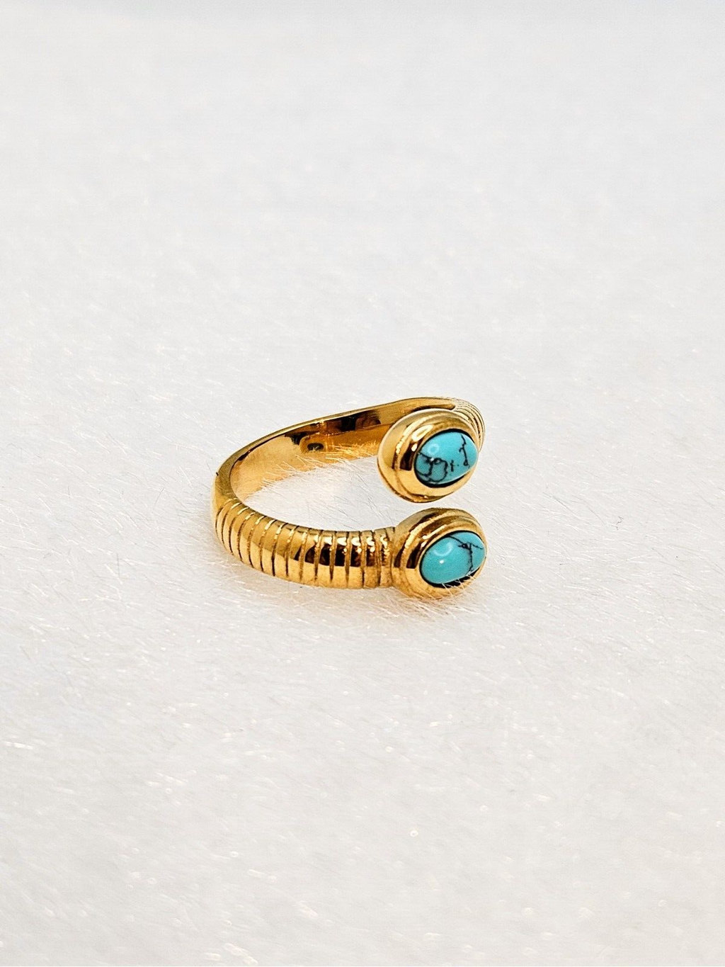 18K Gold Plated Open Turquoise Snake Rings, Adjustable Stainless Steel Jewelry2