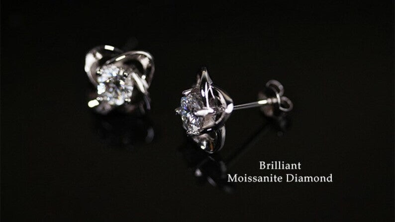 18k Gold Plating Sterling Silver Moissanite Knot Stud Earrings4